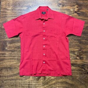 VTG Men’s Red Countess Wara S/S Button Down Shirt Sz M Accent Pocket W/ Logo